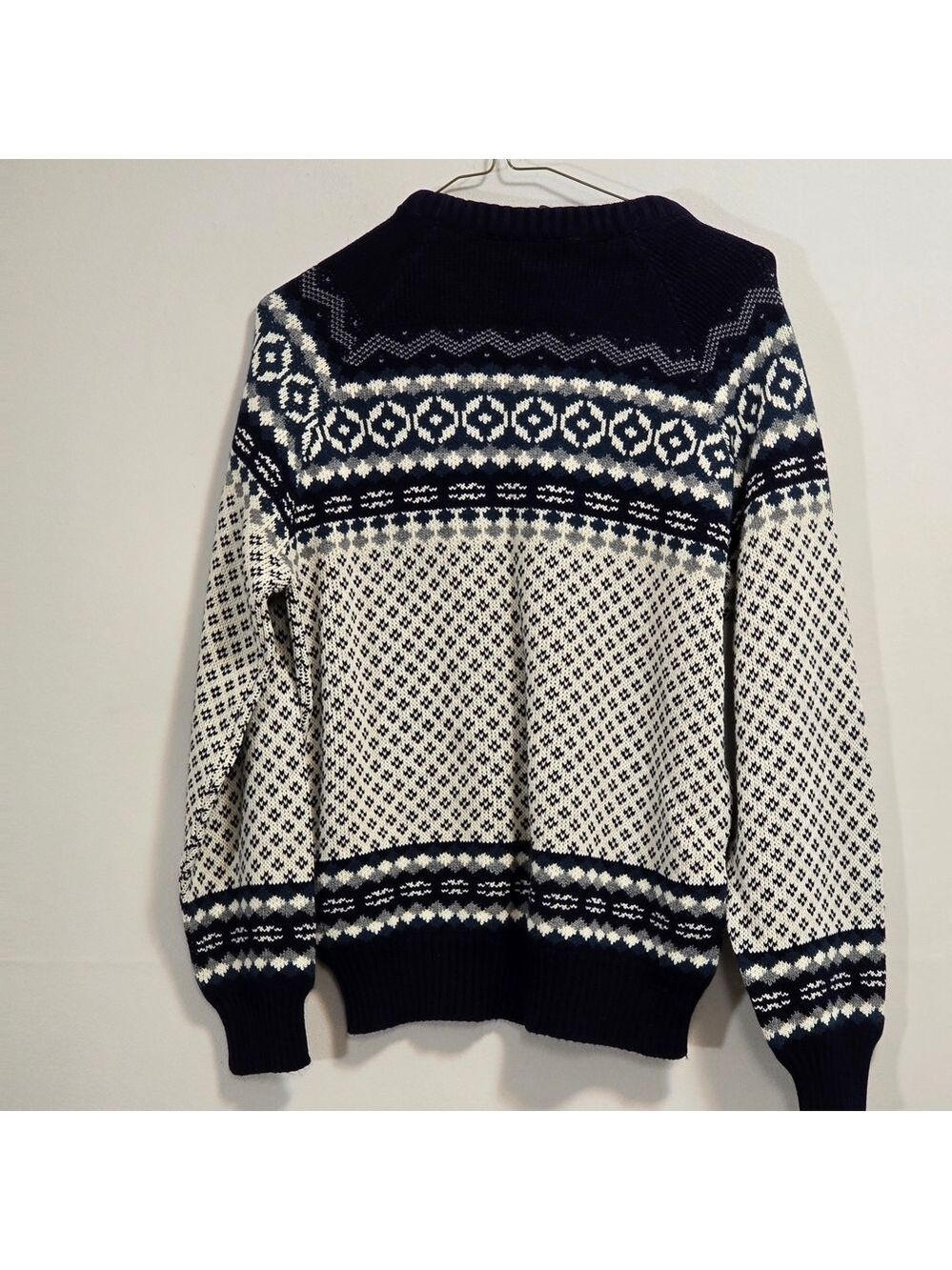 Keynote Knit Navy and White Patterned Crew Neck Sweater - Picture 5 of 7